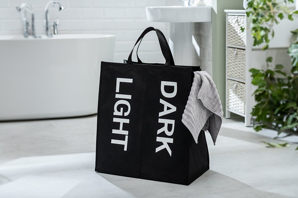 Argos Home Cotton Collapsible 2-in-1 Laundry Bag-Black.